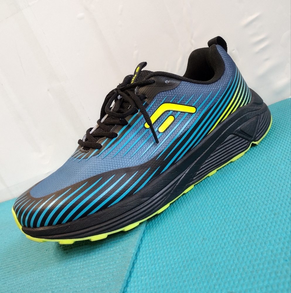 FitVille Running Men's Wide Trail Orthopedic Shoes Blue Neon Green 11.5W